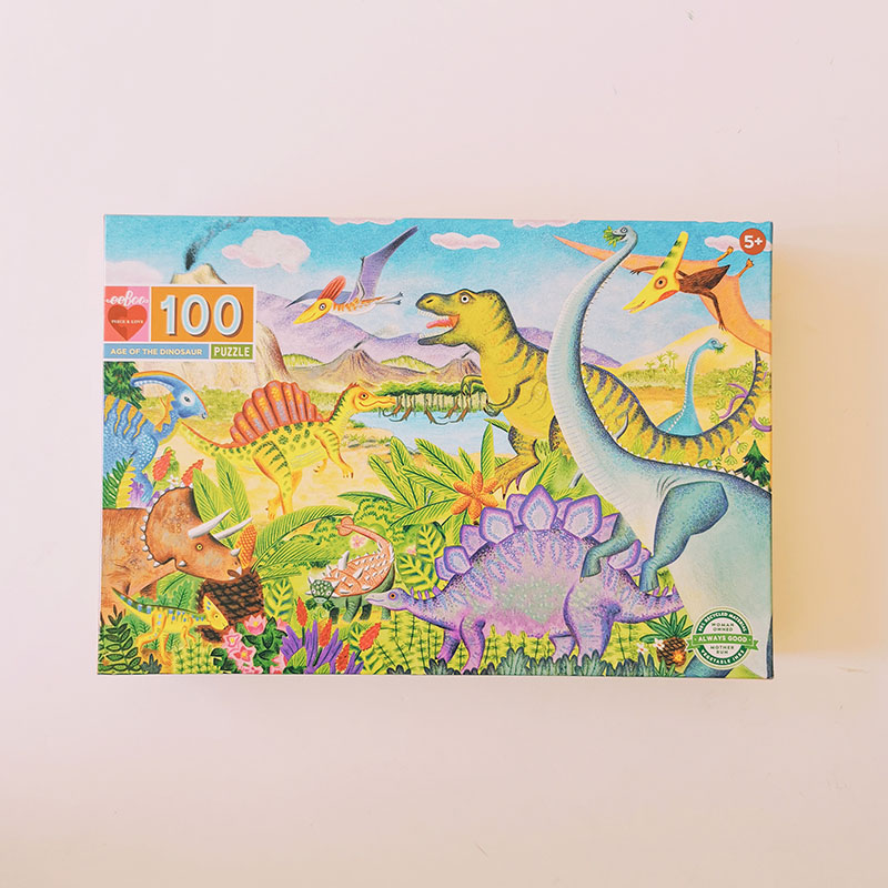 Puzzle 100 pièces - le monde des dinosaures - 5 ans - Eeboo