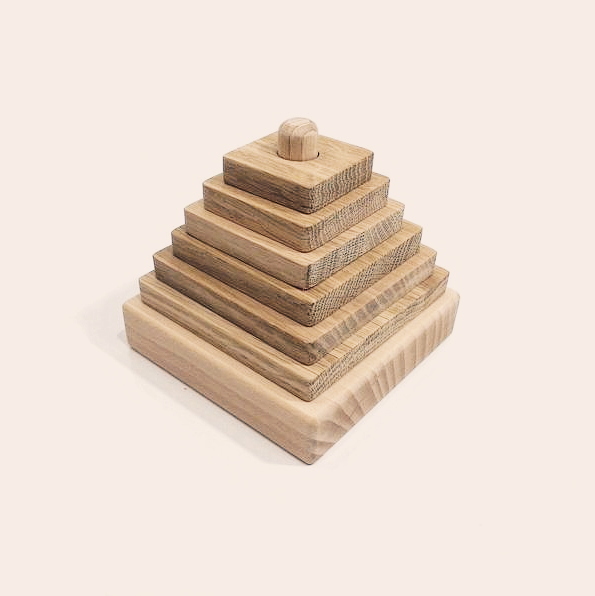 Tour à empiler verticale carrée Montessori en bois