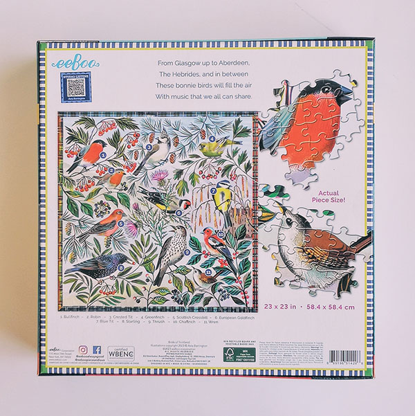 Puzzle Oiseaux d'Ecosse - Birds of Scotland - 1000 pièces - Eeboo