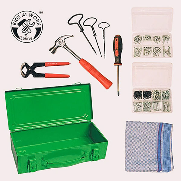 Boîte à outils complète avec petite scie pour enfant - corvus