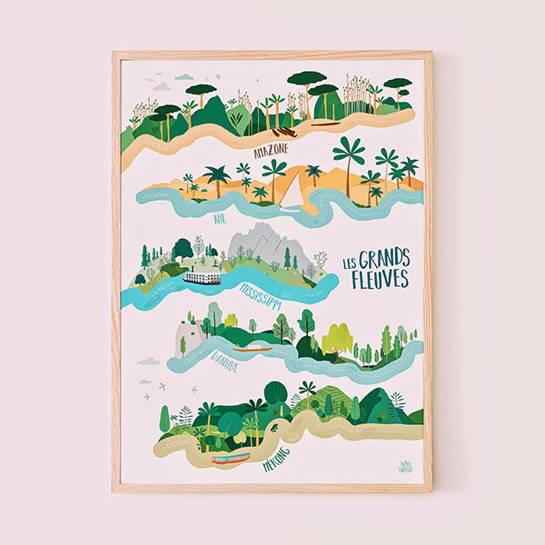 Poster A3 - Grands fleuves de la planète