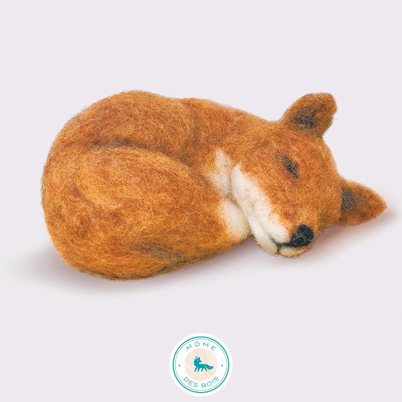 Kit renard endormi en laine feutrée