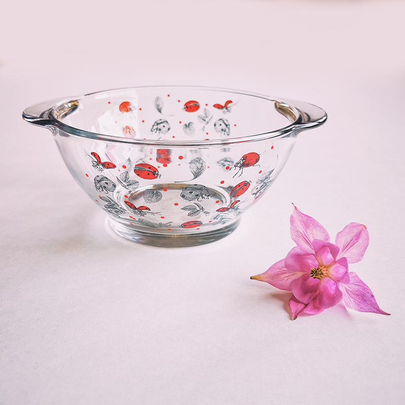 Bol à oreilles en verre - Coccinelles