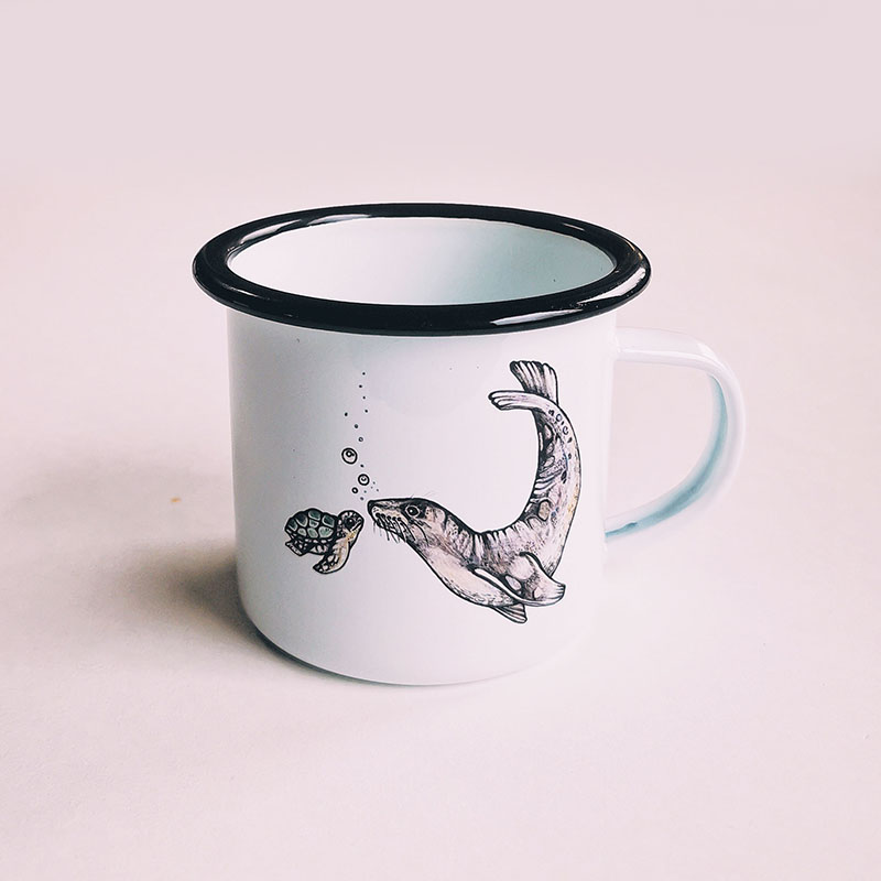 Tasse en émail - Otarie et tortue