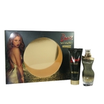 tube de lotion noir pailleté et flacon doré pailleté de shakira