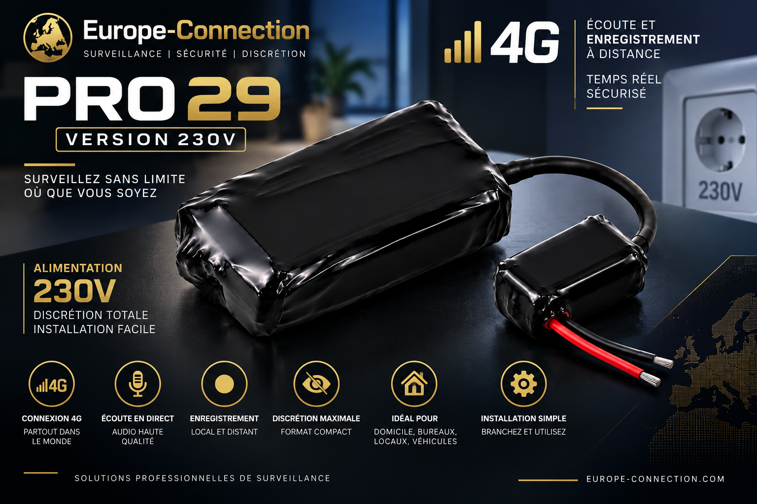 PRO29 Microphone espion version 230v