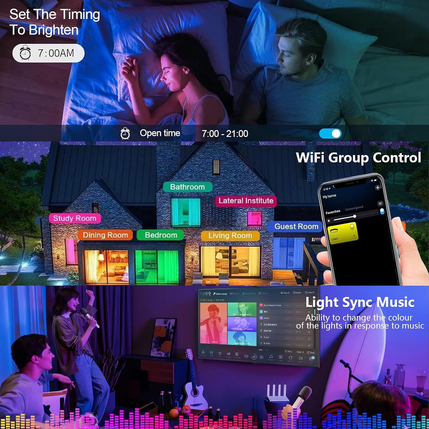 Fonctions de programmation de l’éclairage connecté du plafonnier