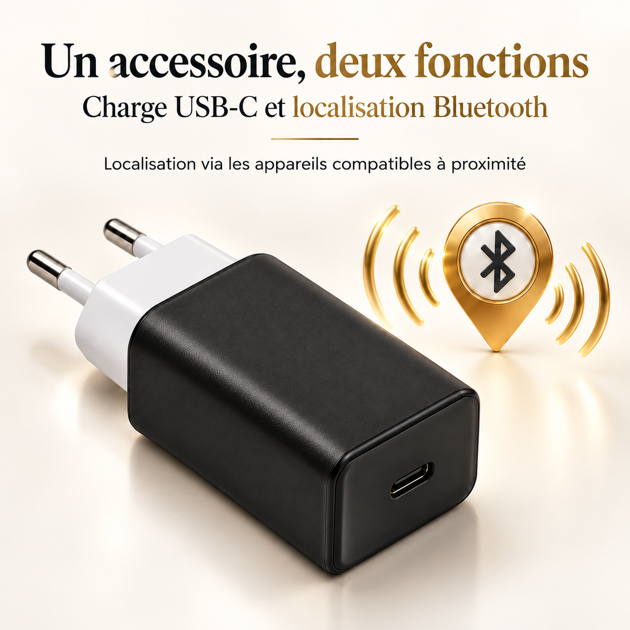 Chargeur USB-C et localisation Bluetooth : deux fonctions dans un accessoire discret