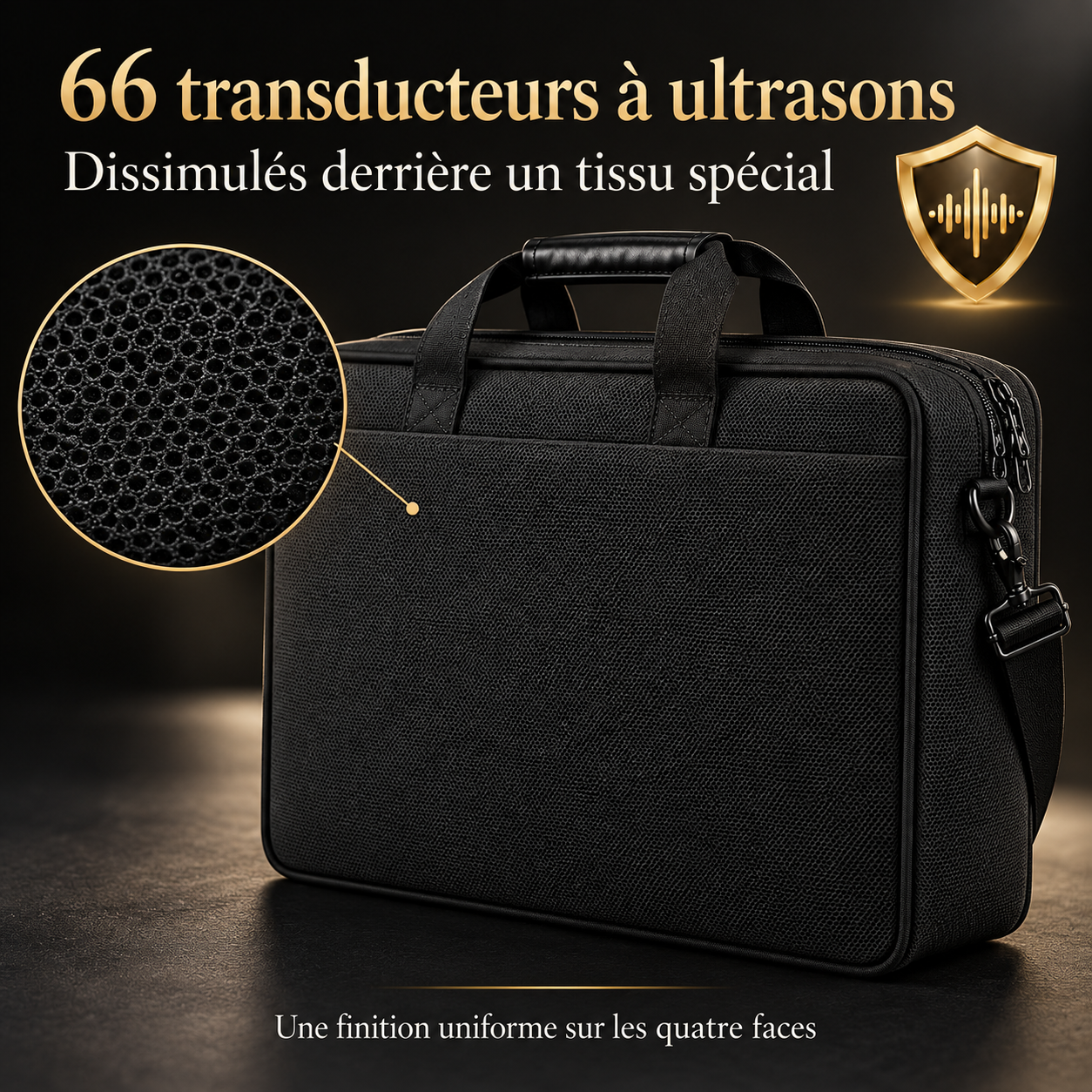 ANGEL EXECUTIVE vue de l’arrière et du côté, avec détail du tissu à grille fine