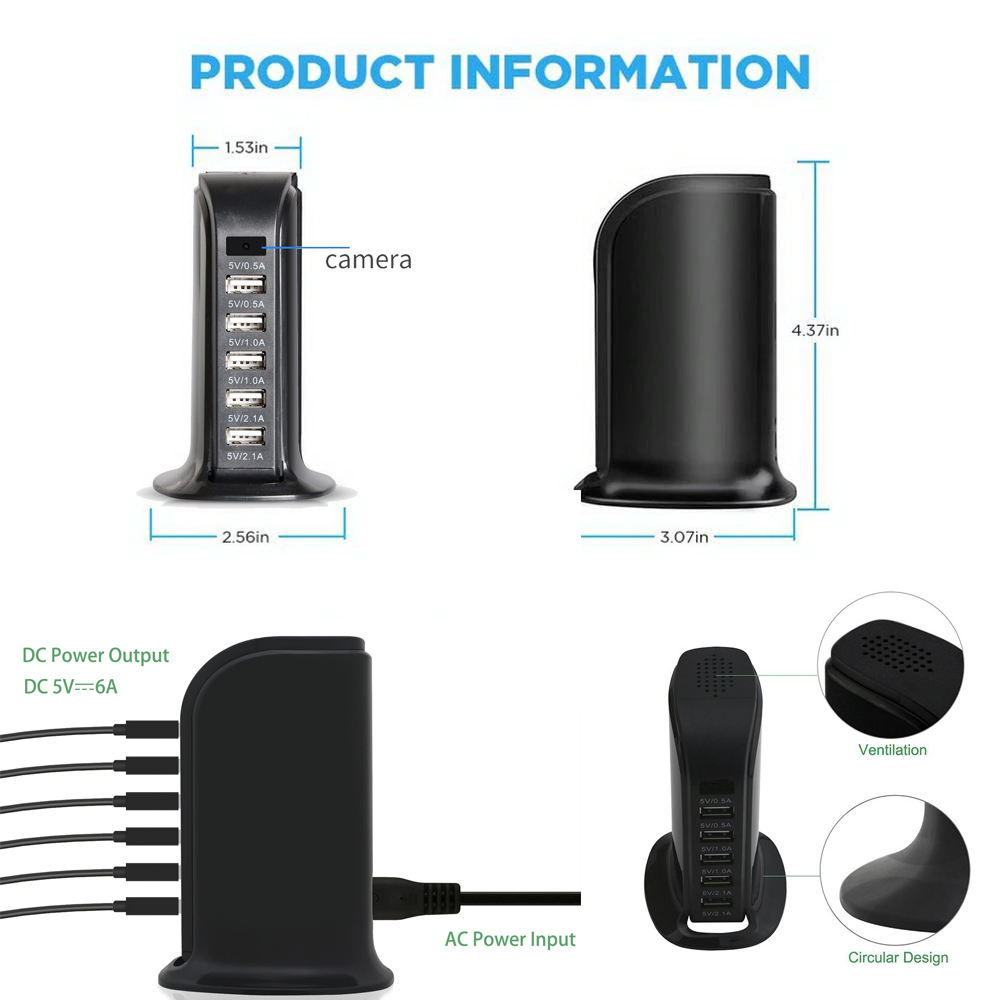 Chargeur multi-USB caméra espion - Europe-connection