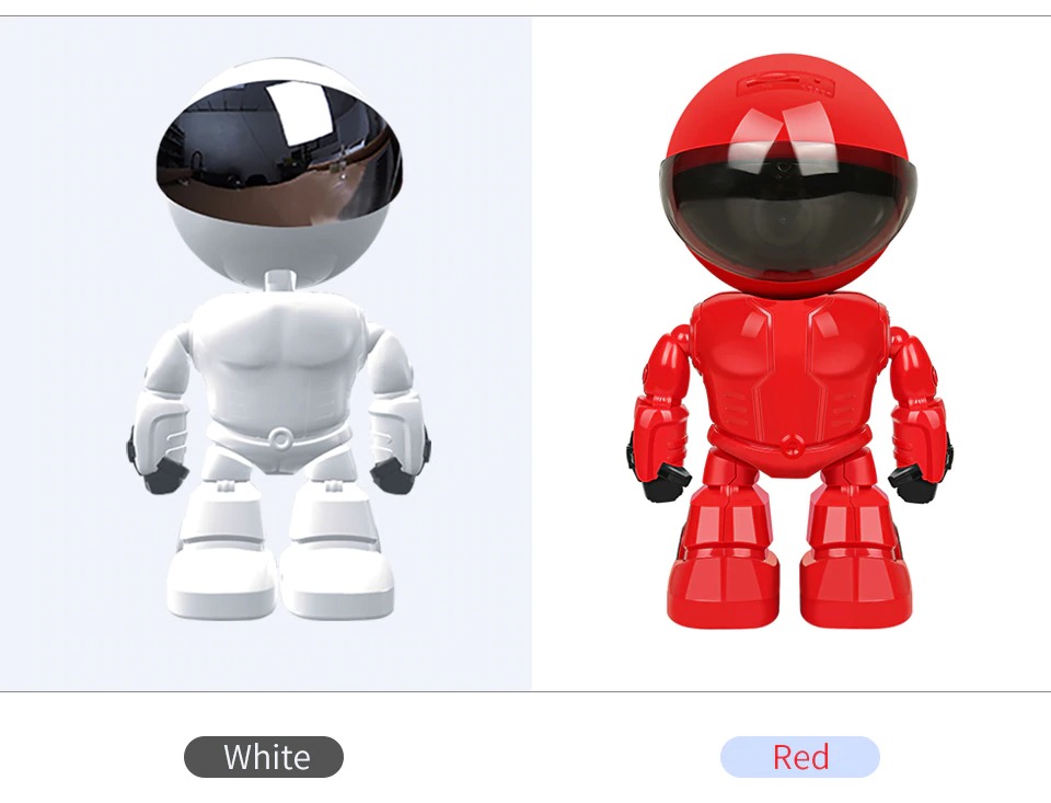 Robot caméra espion couleur rouge et couleur blanc