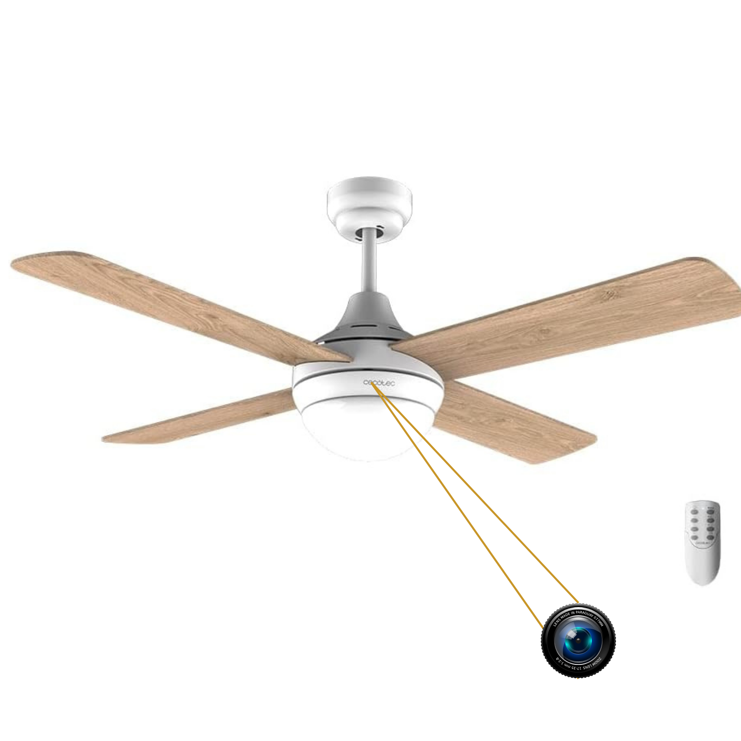 Ventilateur plafonnier avec LED caméra espion