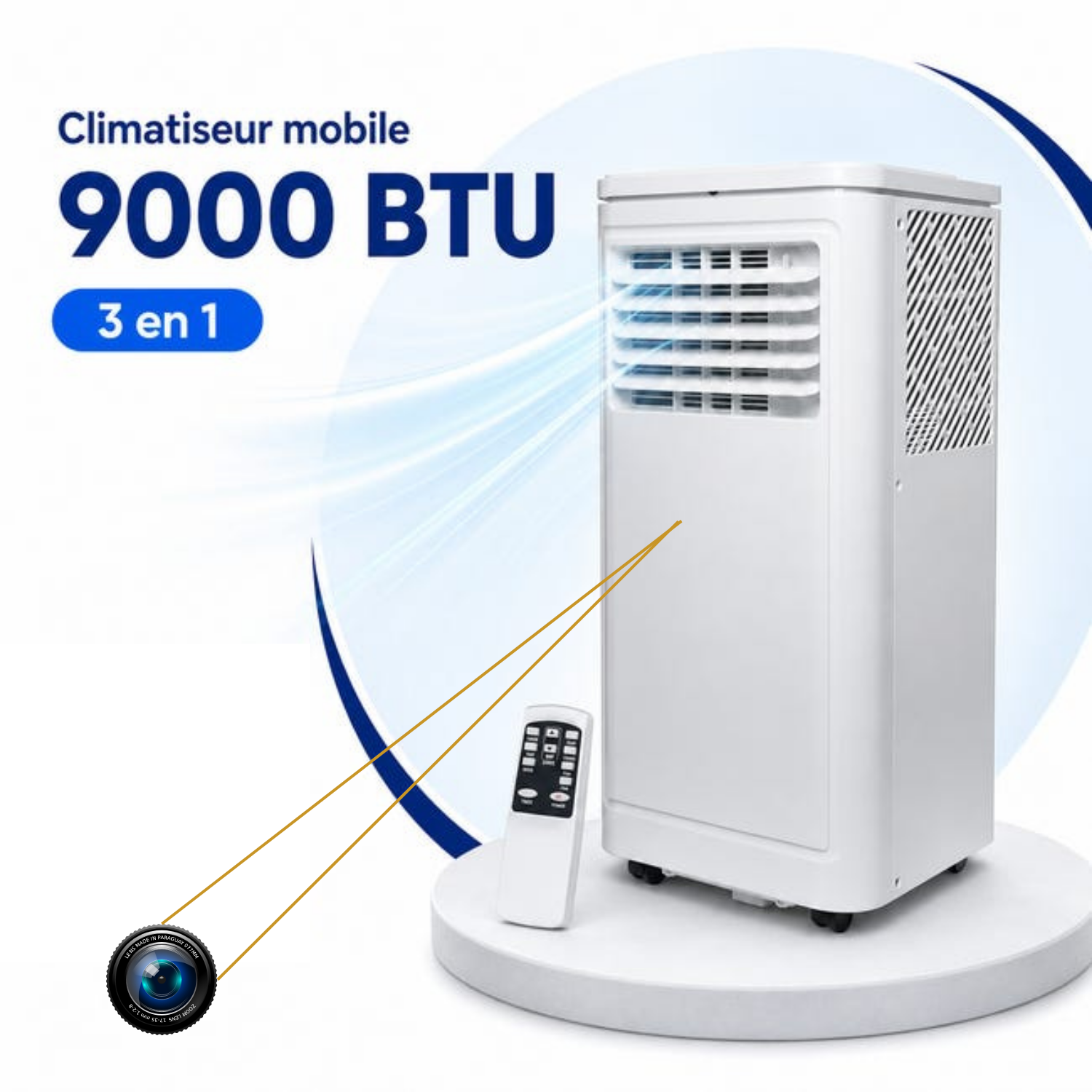 Climatiseur mobile avec caméra epsion 4K UHD Wi-Fi integré