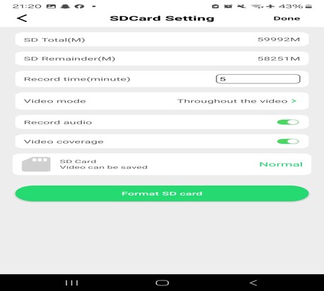 Menu Carte Micro SD LookCam Pro