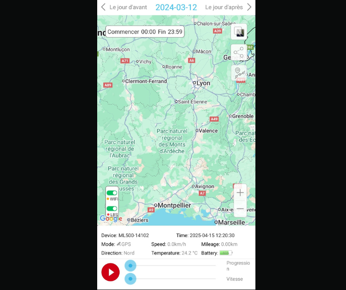 interface replay geolocalisation traceur gps espion