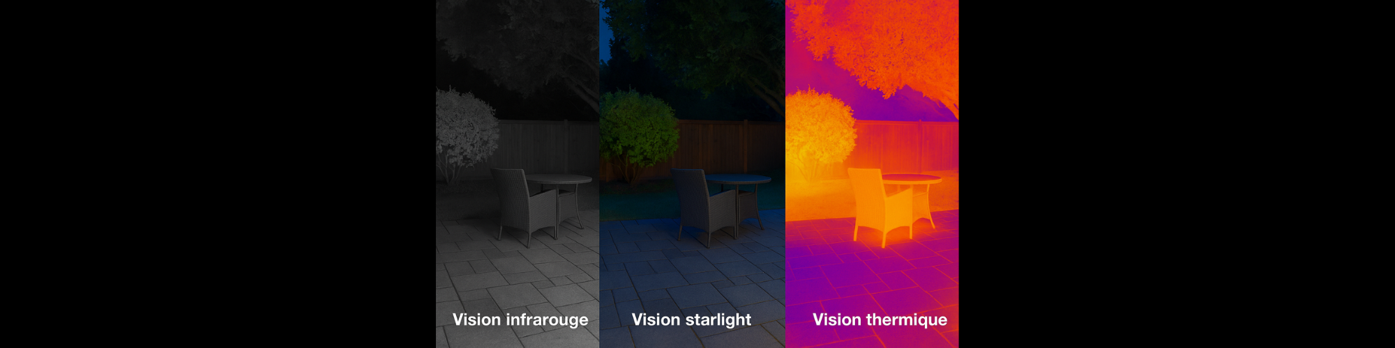 vision nocturne des camera espion compartif infrarouge starlight thermique