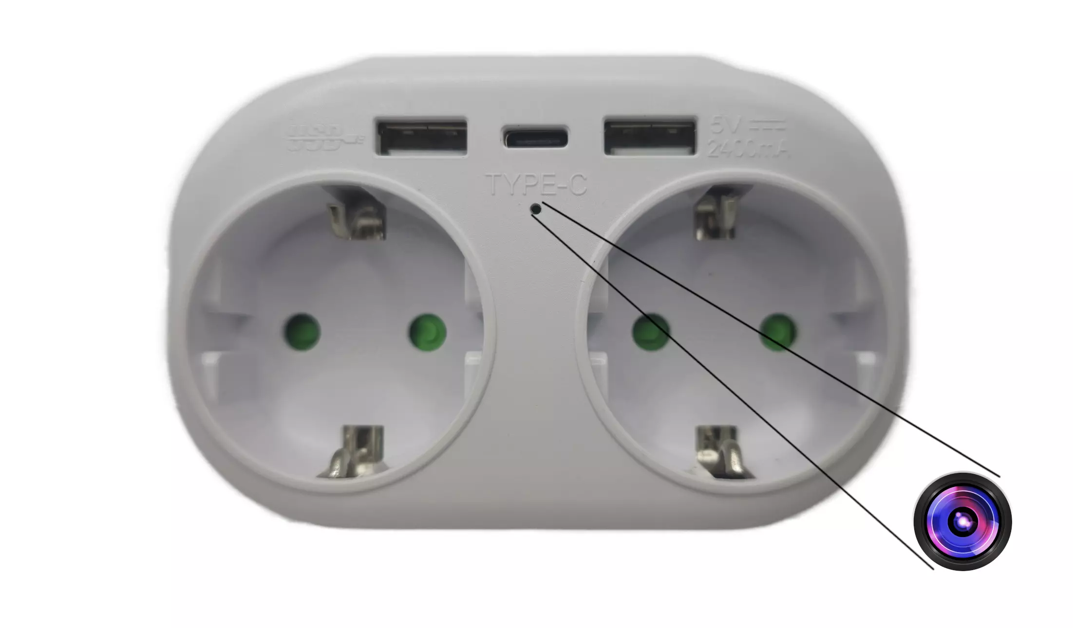 Prise double cam&eacute;ra espion
