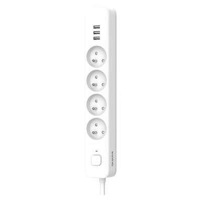 Multiprise microphone espion Wi-Fi blanche avec quatre prises