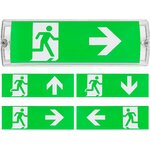 Caméra espion panneau sortie de secours avec les différents pictogrammes de direction