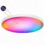 Plafonnier LED blanc et RGB avec emplacement de l’objectif indiqué sous la lampe