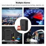 Illustration des alertes de zone, vitesse, vibration et batterie du traceur GPS