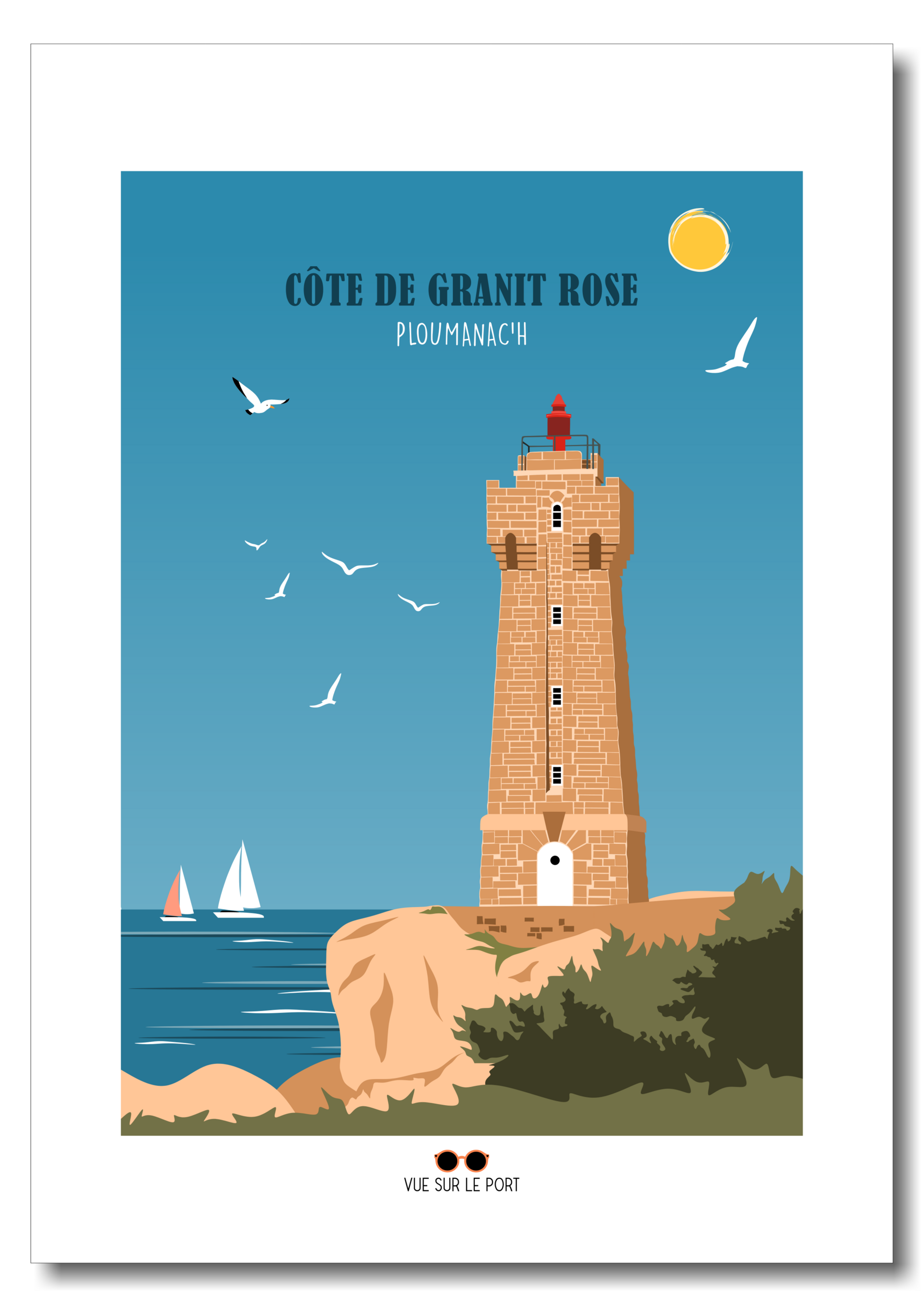 côte de granit rose phare etsy