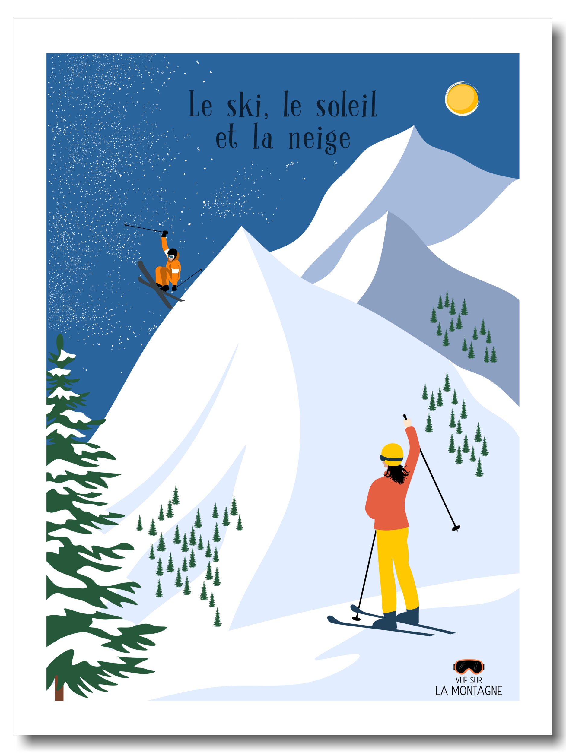 le ski, le soleil et la neige etsy