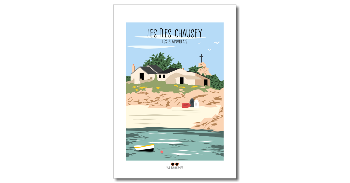 Affiche Granville – Iles Chausey – Bateau Jolie France – Taxi Boat – Années 70