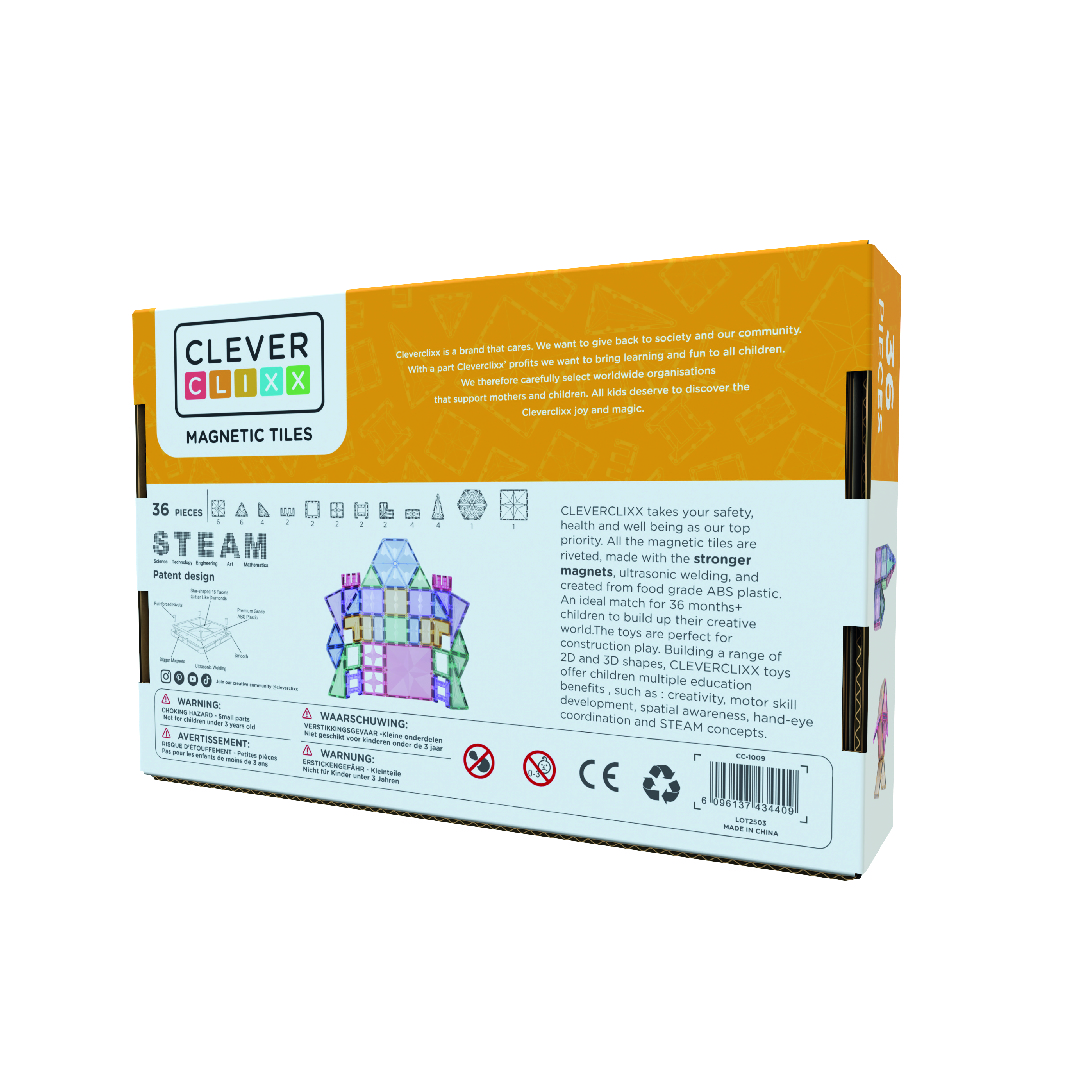 Cleverclixx Pack Pastel - Jeu magnétique 36 pièces (3)