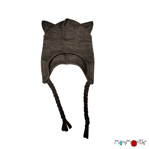 BONNET CHAT EN LAINE NOIR POUR POUPON 