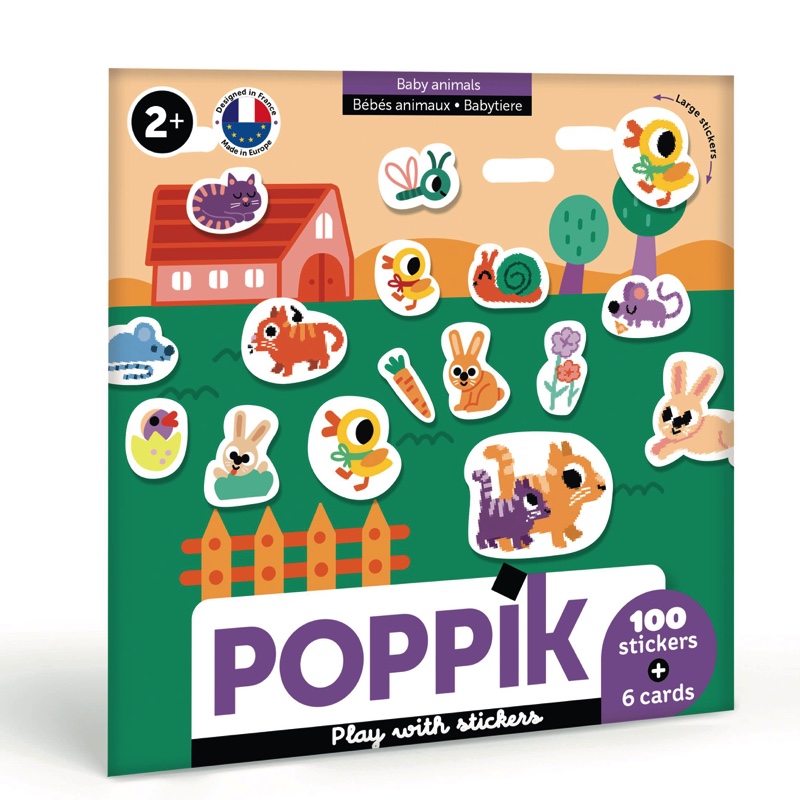 6 Cartes et 100 gommettes créatives Bébés Animaux POPPIK - Jouets/Poppik 