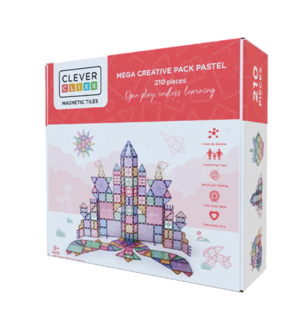 Cleverclixx Mega Pack Pastel - Jeu magnétique 210 pièces