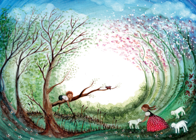 Carte postale Springtime - Illustratrice Bijdehansje