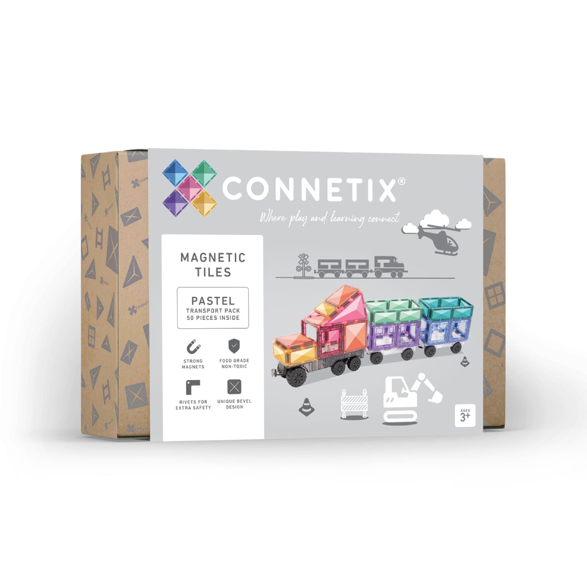 Pack de transport Pastel Jeu magnétique Connetix - Lot de 50