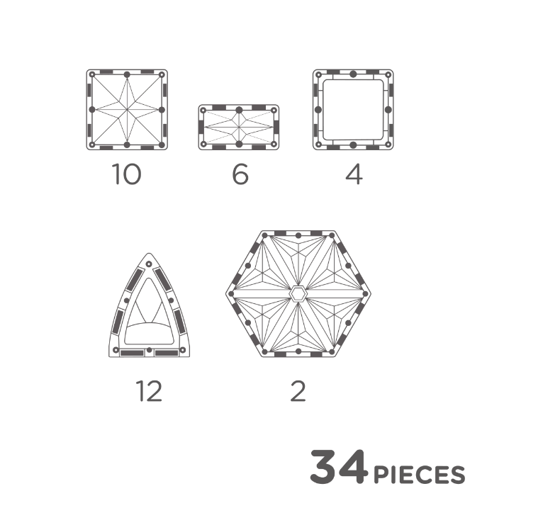 Cleverclixx Small curved Dome Pack Magnetic tiles - Lot de 34 4