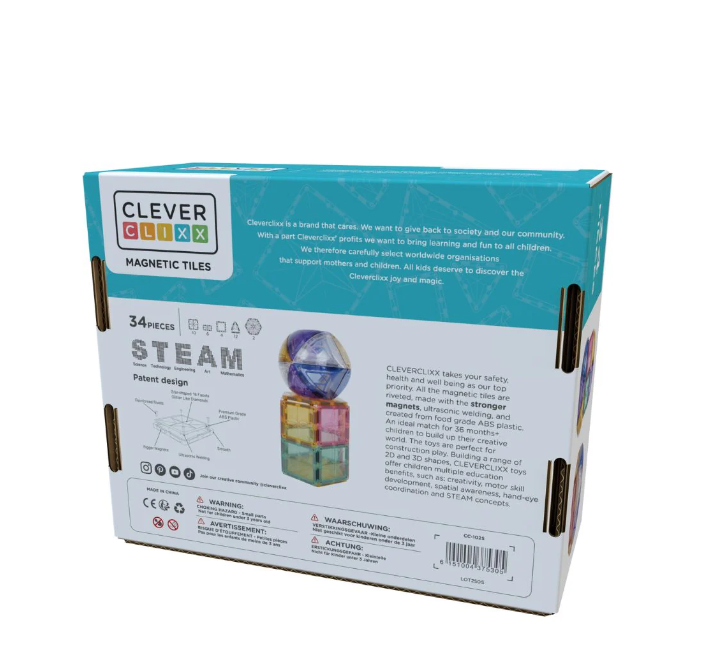 Cleverclixx Small curved Dome Pack Magnetic tiles - Lot de 34 3