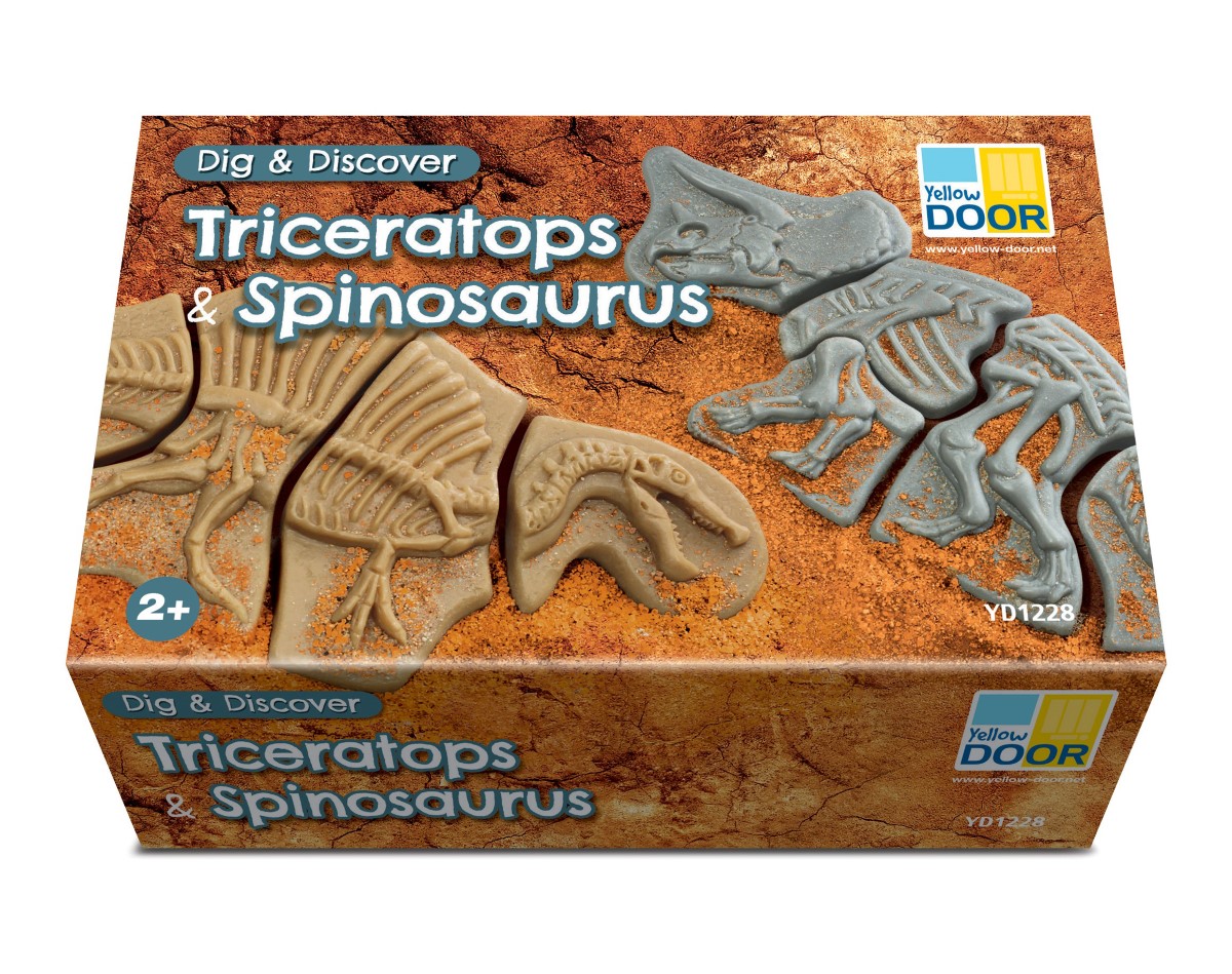 Creuser &amp; découvrir Dinosaures - Triceratops &amp; Spinosaurus Yellow Door 11
