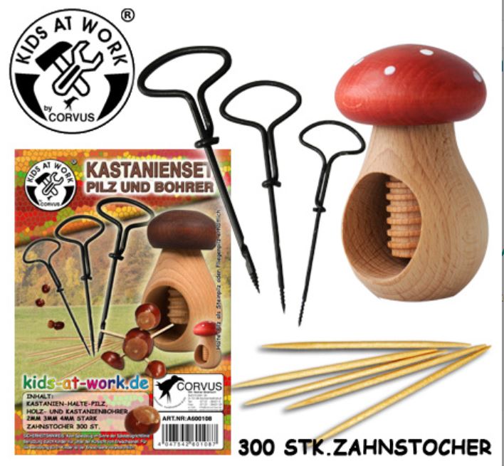 Kids at Work - Corvus Set de bricolage Chataignes - Champignon Amanite Mouche