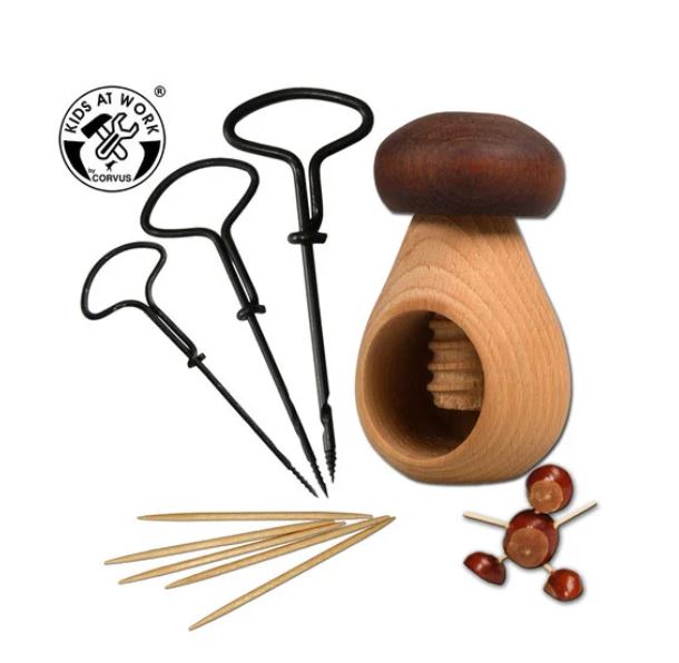 Kids at Work - Corvus Set de bricolage Chataignes - Champignon marron