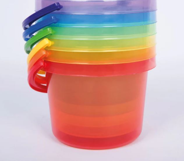 Tickit Ensemble de 6 seaux translucides colorés 22