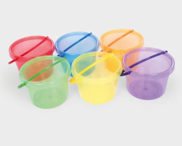 Tickit Ensemble de 6 seaux translucides colorés