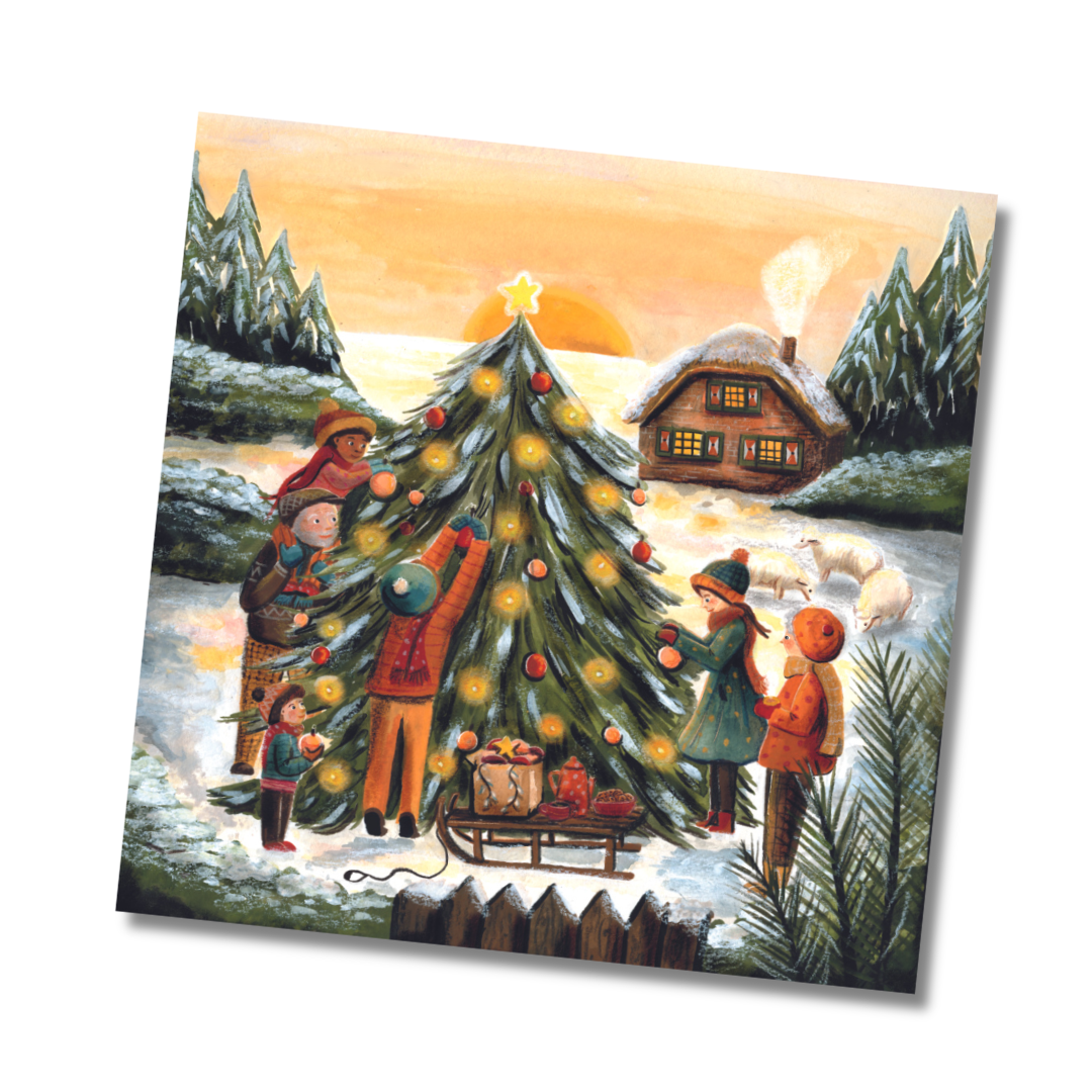Carte postale The Big Christmas Tree - Illustratrice E. Bennink