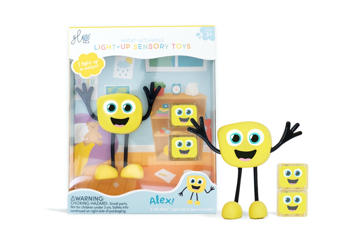 Glo Pals Personnage Alex Jaune + 2 cubes lumineux1 - Grande