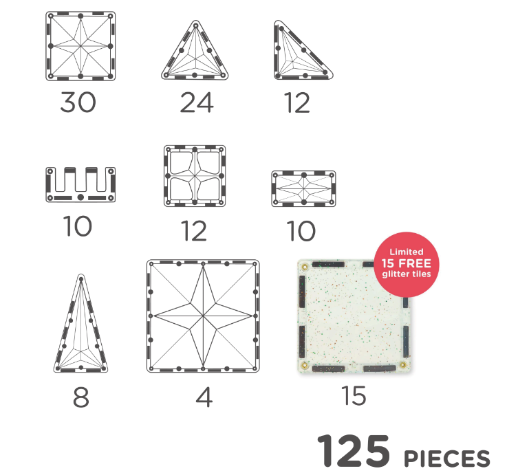 Cleverclixx jeux magnétiques Inventive Pack Intense- 110 pièces + 15 pièces pailletés Offertes! 1