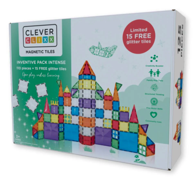 Cleverclixx jeux magnétiques Inventive Pack Intense- 110 pièces + 15 pièces pailletés Offertes! 10