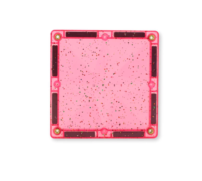 Cleverclixx Jeux magnétiques Glitter tiles pack - 16 tuiles pailletées Rose transparent6
