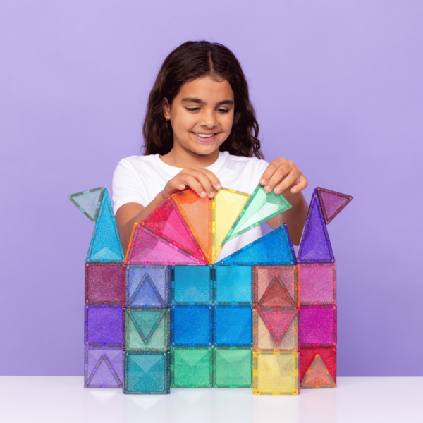 Connetix Jeu magnétique Château pailleté - Glitter castle pack 48 pièces9