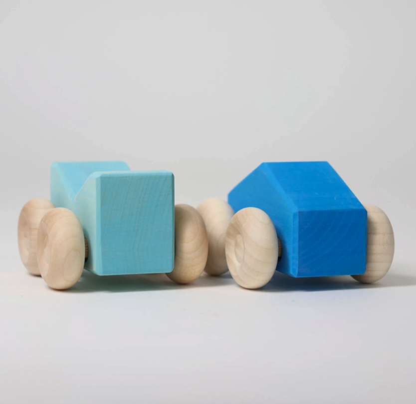 Voitures empilables bleues Grimms1