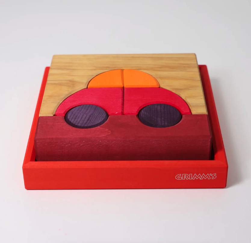 Jeu de construction puzzle voiture rouge Grimms6