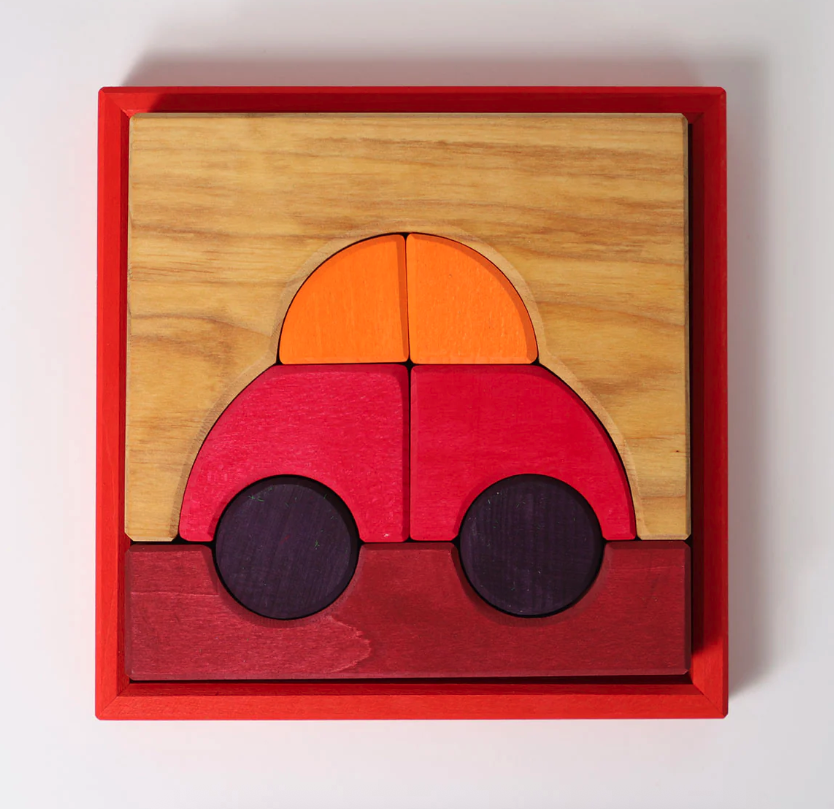 Jeu de construction puzzle voiture rouge Grimms5